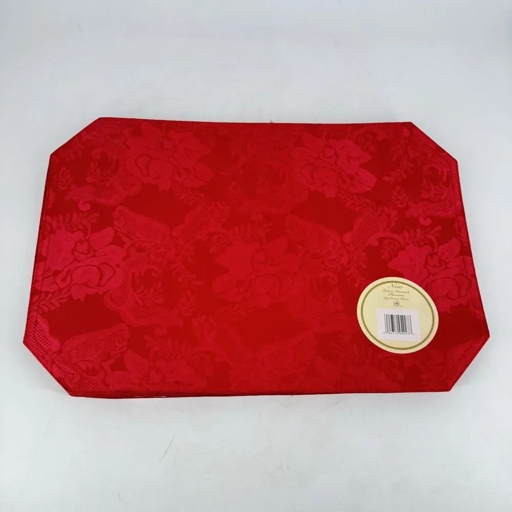 Better Home Red Damask Placemats Set of 8 18x12 Christmas Holiday Table Decor
